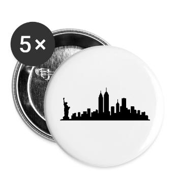 NYC-Skyline - Buttons klein 25 mm (5er Pack) - Weiß - Vorne