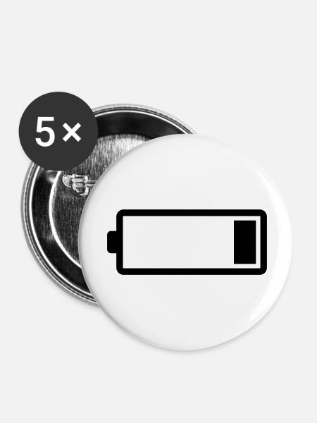 Akku, 20 Prozent - Buttons klein 25 mm (5er Pack) - Weiß