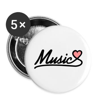 music love - Buttons klein 25 mm (5er Pack) - Weiß - Vorne
