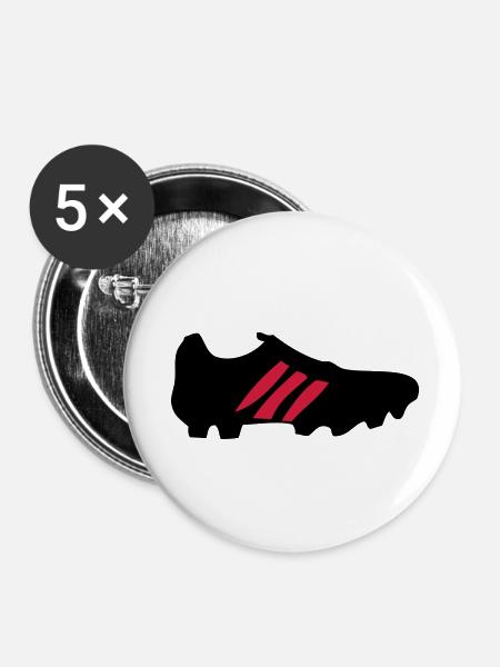 Fußball - Buttons klein 25 mm (5er Pack) - Weiß