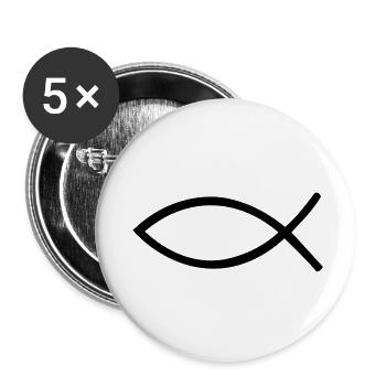Jesus Fisch - Buttons klein 25 mm (5er Pack) - Weiß - Vorne