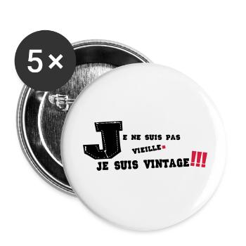 je ne suis pas vieille - Lot de 5 petits badges (25 mm) - blanc - Devant