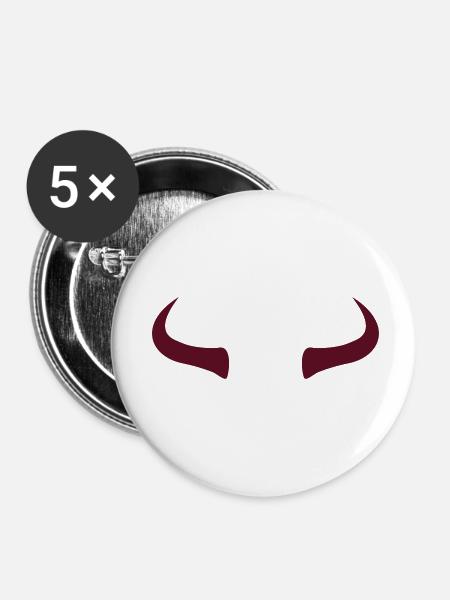 Bull Horns - red - Buttons klein 25 mm (5er Pack) - Weiß