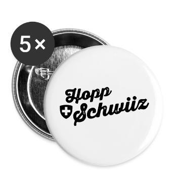 hoppschwiiz sw - Buttons klein 25 mm (5er Pack) - Weiß - Vorne