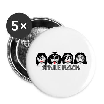 Smiley Kiss Smile Rock Icons dd dark - Buttons klein 25 mm (5er Pack) - Weiß - Vorne