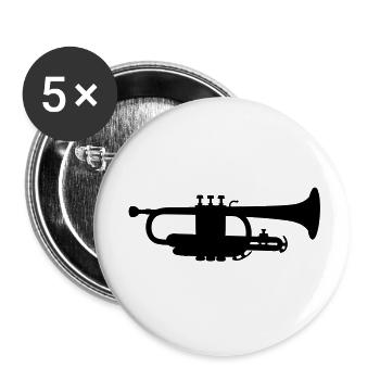 Trompete - Buttons klein 25 mm (5er Pack) - Weiß - Vorne