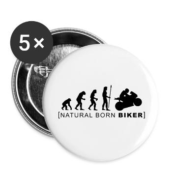 natural born biker - Lot de 5 petits badges (25 mm) - blanc - Devant