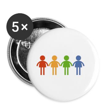 4 Personen in verschiedenen Farben. Geschenkidee - Buttons klein 25 mm (5er Pack) - Weiß - Vorne