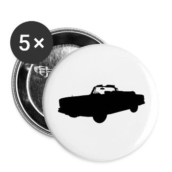 Lercabrio de voitures anciennes - Lot de 5 petits badges (25 mm) - blanc - Devant