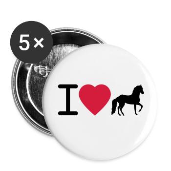J'aime les chevaux - Lot de 5 petits badges (25 mm) - blanc - Devant