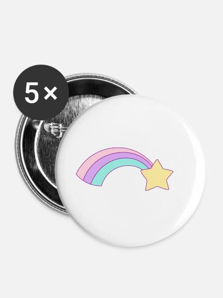 Regenbogen - Buttons klein 25 mm (5er Pack) - Weiß