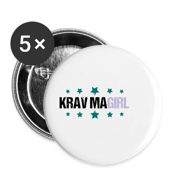 Krav Maga Girl - Lot de 5 petits badges (25 mm) - blanc - Devant