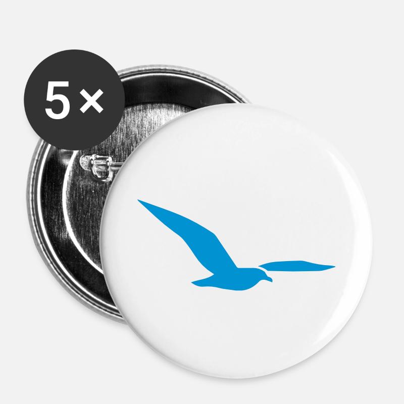 Möwe - Buttons klein 25 mm (5er Pack) - Weiß