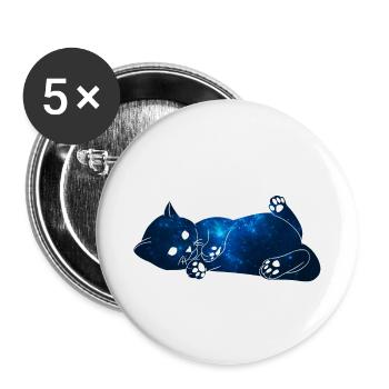 Galaxy Cat [Bleu] - Lot de 5 petits badges (25 mm) - blanc - Devant