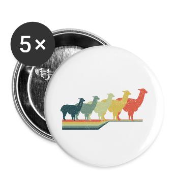 Lama vintage - Lot de 5 petits badges (25 mm) - blanc - Devant