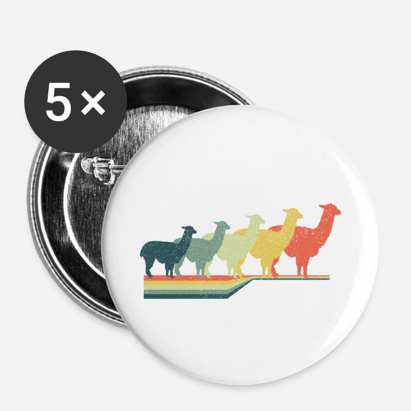 Vintage llama - Buttons small 1''/25 mm (5-pack) - white
