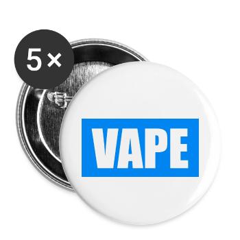 Vape blau- Vapen Dampfen - Buttons klein 25 mm (5er Pack) - Weiß - Vorne