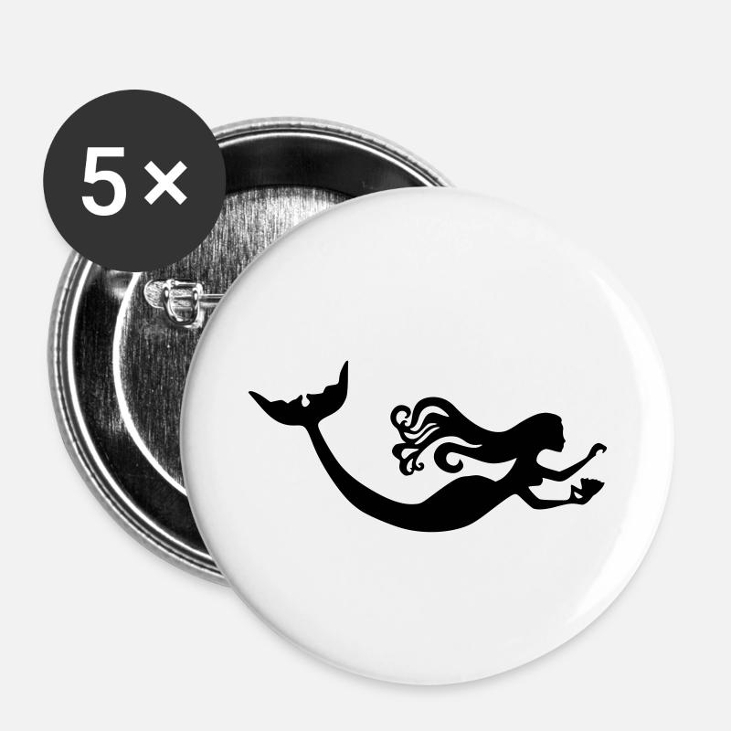 meerjungfrau - Buttons klein 25 mm (5er Pack) - Weiß