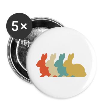 Retro Hase - Buttons klein 25 mm (5er Pack) - Weiß - Vorne