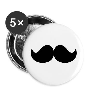 Schnurrbart - Buttons klein 25 mm (5er Pack) - Weiß - Vorne