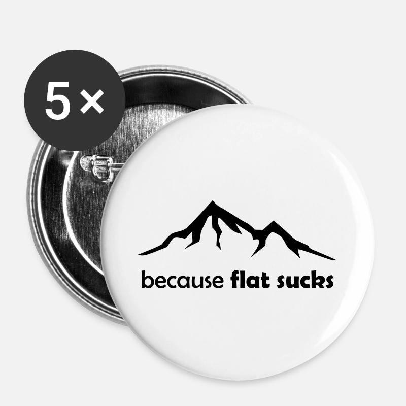 Because flatland is boring - Because flat sucks - Buttons small 1''/25 mm (5-pack) - white