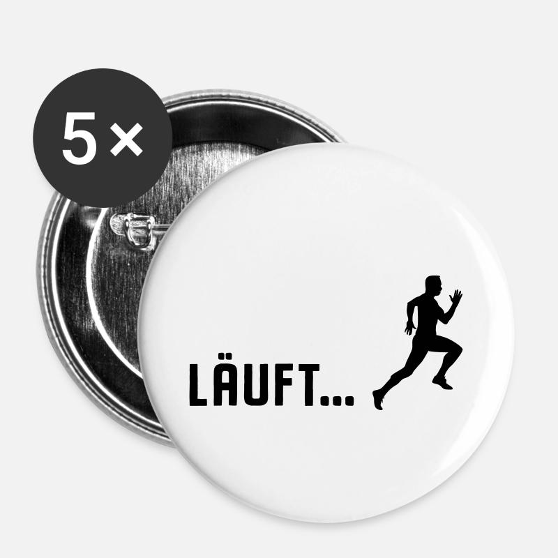 Joggen läuft Mann Jogger Läufer - Buttons klein 25 mm (5er Pack) - Weiß