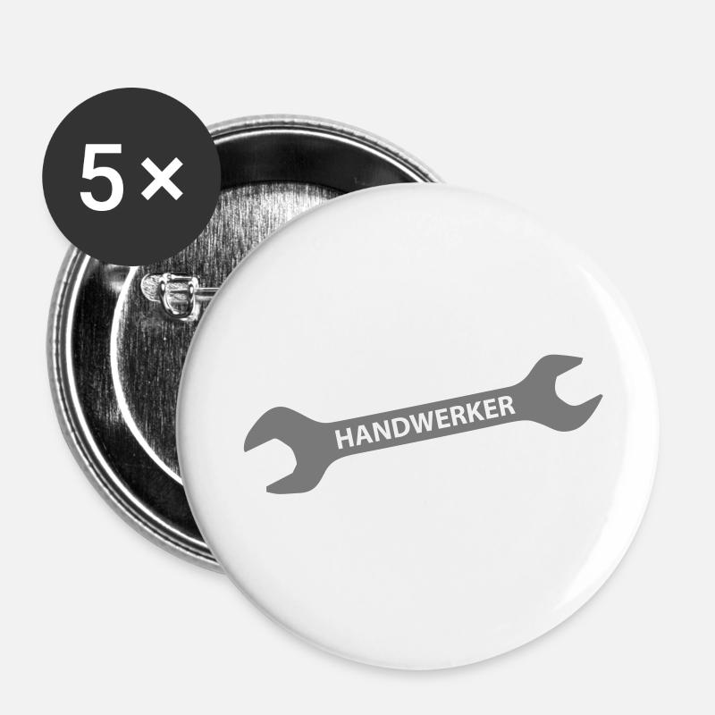 artisan - Lot de 5 petits badges (25 mm) - blanc