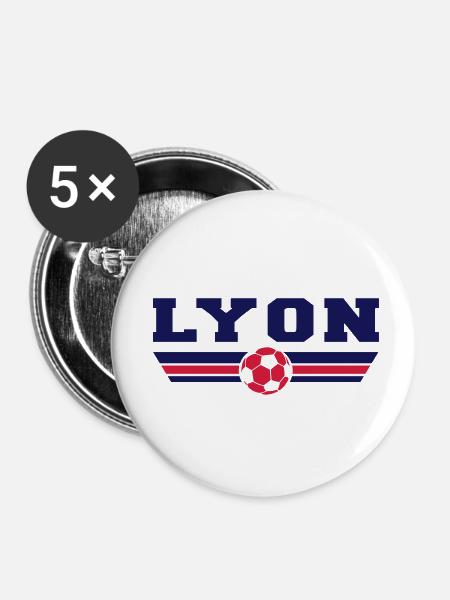 Lyon Fußball - Buttons klein 25 mm (5er Pack) - Weiß