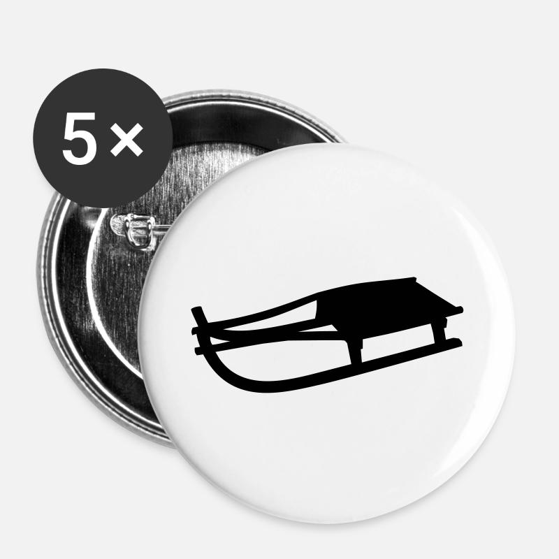Sled, sledding - Buttons small 1''/25 mm (5-pack) - white