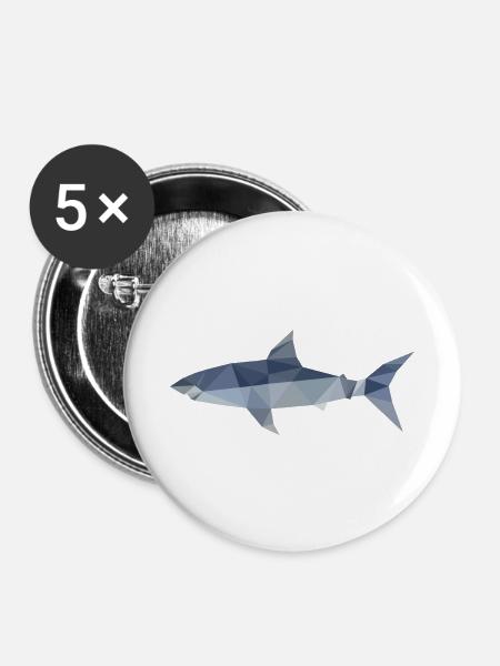 Polygon Hai - Buttons klein 25 mm (5er Pack) - Weiß