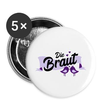 Die Braut Junggesellinnenabschied Geschenk - Buttons klein 25 mm (5er Pack) - Weiß - Vorne