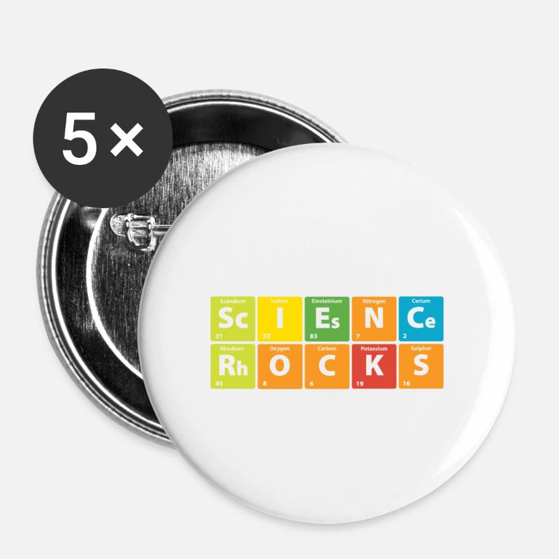 Science inspires Science Rock's gift - Buttons small 1''/25 mm (5-pack) - white