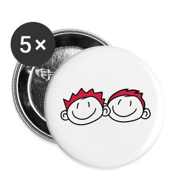 2 freunde kopf gesicht paar familie gemalt kind kr - Buttons klein 25 mm (5er Pack) - Weiß - Vorne