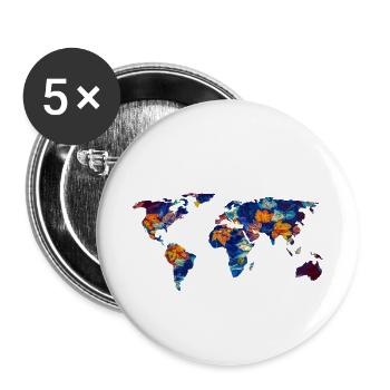 map of the world - Buttons small 1''/25 mm (5-pack) - white - Front