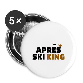 Apres Ski King Koenig Schnee Piste - Buttons klein 25 mm (5er Pack) - Weiß - Vorne