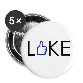I Like - Gefällt mir - Daumen hoch - Buttons klein 25 mm (5er Pack) - Weiß - Vorne