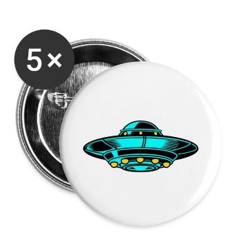 UFO Aliens Space Raumschiff Geschenkidee - Buttons klein 25 mm (5er Pack) - Weiß - Vorne