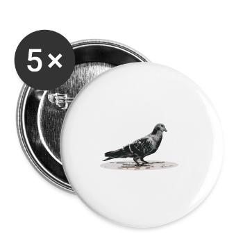 Graue Taube auf der Strasse - Buttons klein 25 mm (5er Pack) - Weiß - Vorne