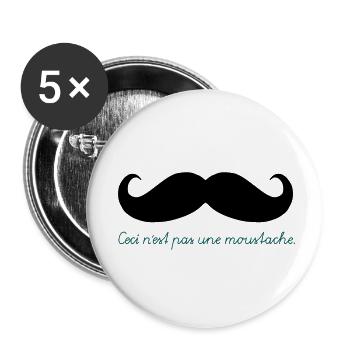 Ceci pas n'est juin moustache - Lot de 5 petits badges (25 mm) - blanc - Devant