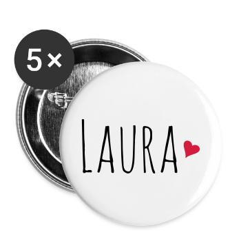 Laura | Tochter Freundin Mutter Geschenk - Buttons klein 25 mm (5er Pack) - Weiß - Vorne