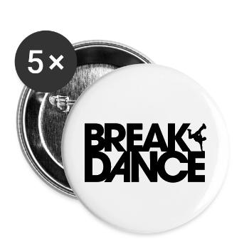 Breakdance - Buttons klein 25 mm (5er Pack) - Weiß - Vorne