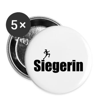 Siegerin – Gewinnerin Erste Champion - Buttons klein 25 mm (5er Pack) - Weiß - Vorne