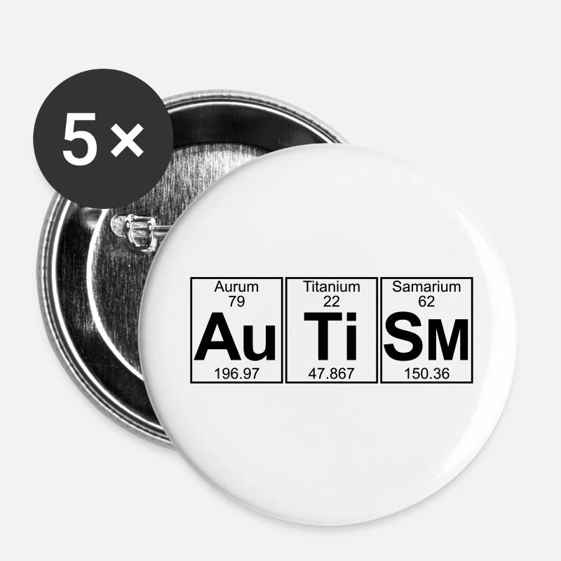 Au-Ti-Sm (autisme) - complet - Lot de 5 petits badges (25 mm) - blanc