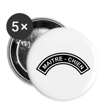 Ecusson Maitre-Chien demilune - Lot de 5 petits badges (25 mm) - blanc - Devant
