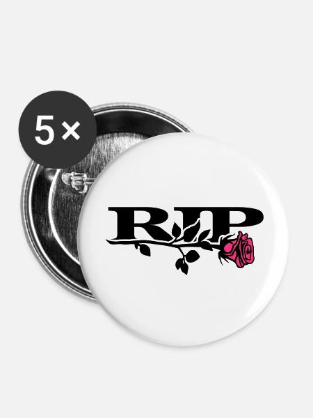 rip_mit_rose_2_2c - Buttons klein 25 mm (5er Pack) - Weiß