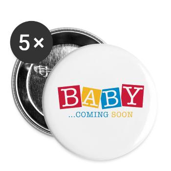 baby_coming_soon_ge3 - Lot de 5 petits badges (25 mm) - blanc - Devant