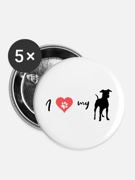 Pinscher - Buttons klein 25 mm (5er Pack) - Weiß