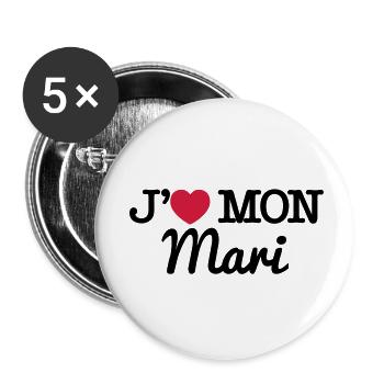 J'aime mon mari - Lot de 5 petits badges (25 mm) - blanc - Devant