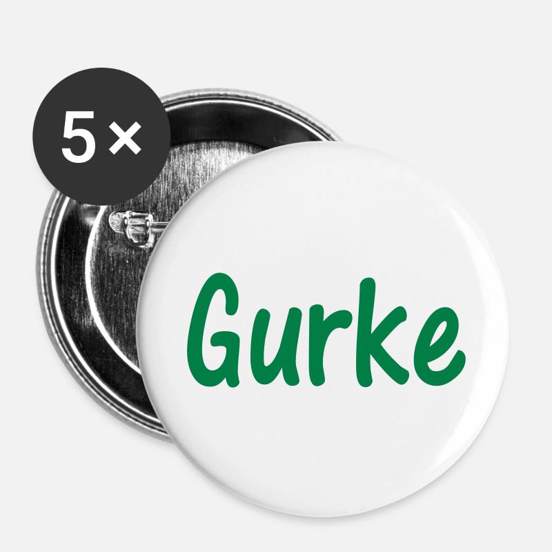 Gurke - Buttons klein 25 mm (5er Pack) - Weiß