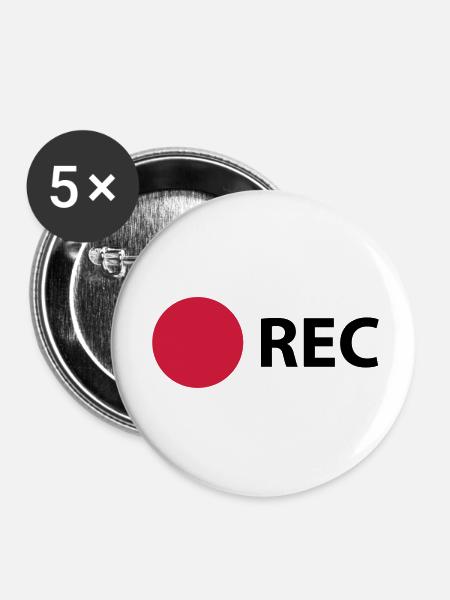 RECORD - Buttons klein 25 mm (5er Pack) - Weiß